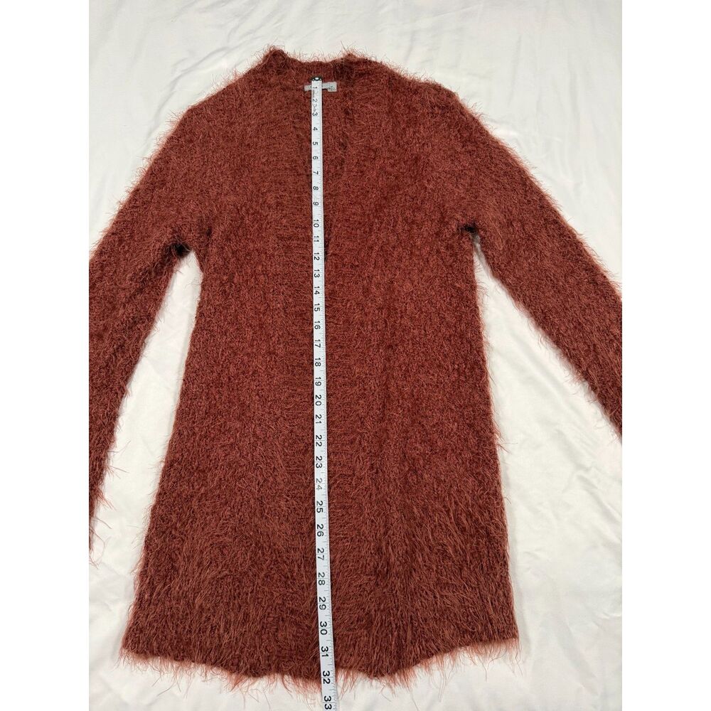 Symple NYC Rusty Rose Eyelash Fuzzy Knit Long Duster Cardigan Sweater Medium M - Picture 6 of 7